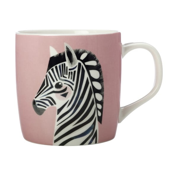Rožinis porcelianinis puodelis Maxwell & Williams Pete Cromer Zebra, 375 ml