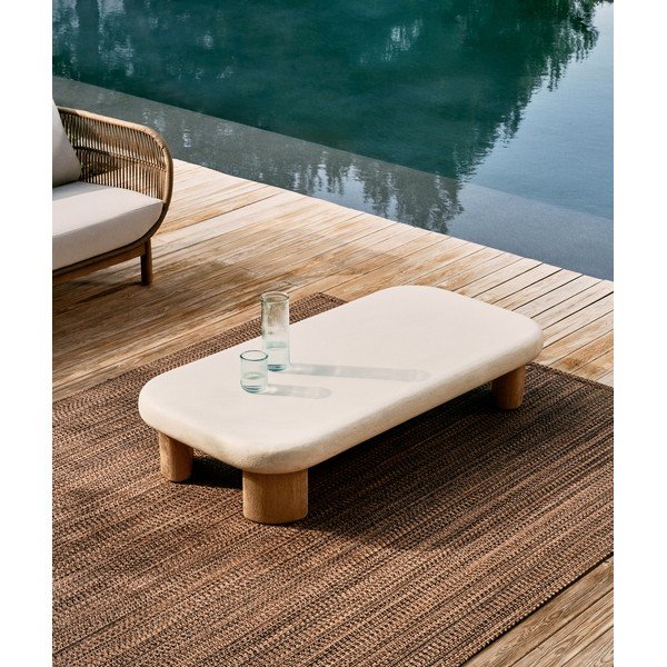 Sodo kavos staliukas su betoniniu stalviršiu 70x140 cm Labra – Kave Home-image-1