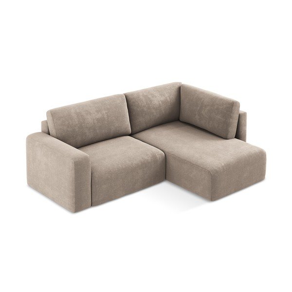 Smėlio spalvos sulankstoma/su sandėliavimo vieta kampinė sofa iš šenilinio audinio (su dešiniuoju kampu/„L“ formos) Kona – Makamii-image-3