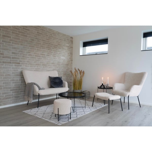 Kreminės spalvos pufas iš dirbtinio kailio Alford – House Nordic-image-3