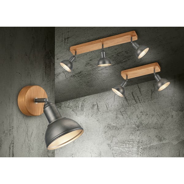 Taškinis šviestuvas tamsiai pilkos spalvos/natūralios spalvos 11x58 cm Delhi – Trio-image-2