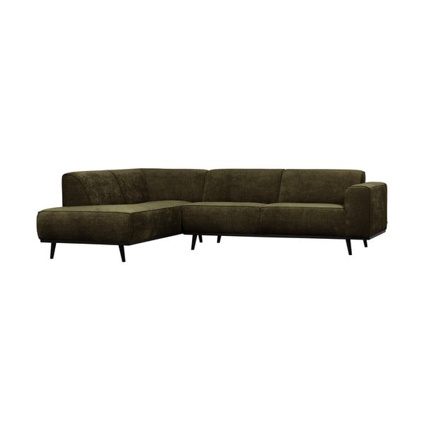 Tamsiai žalios spalvos iš kordinio velveto kampinė sofa (su kairiuoju kampu/„L“ formos) Statement – WOOOD-image-1