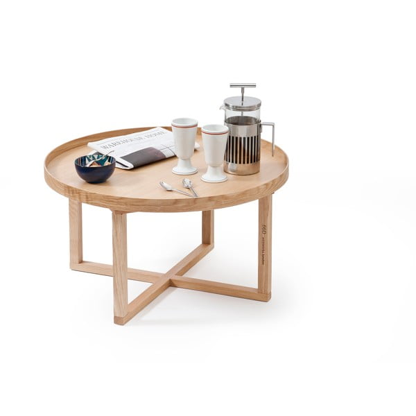 Apvalus medinis stalas iš ąžuolo medienos Wireworks, Ø 66 cm-image-3