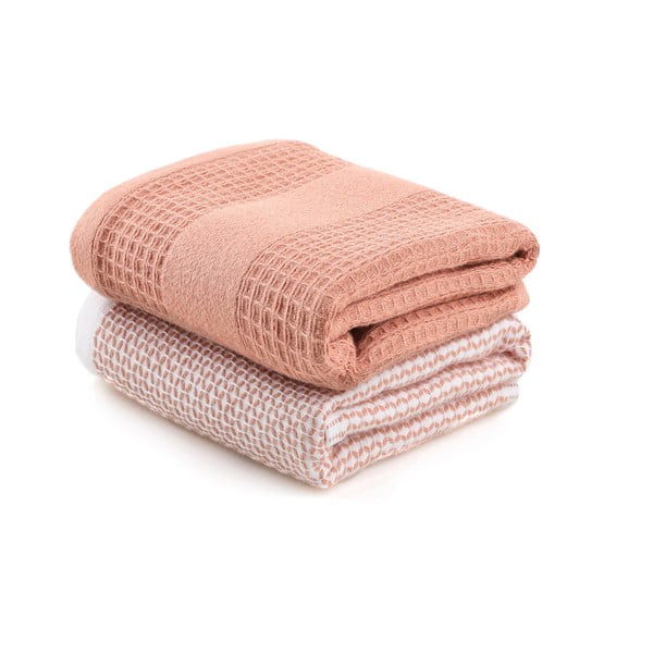 Rausvos spalvos gofruoti rankšluosčiai 2 vnt. 40x60 cm Betty – Foutastic