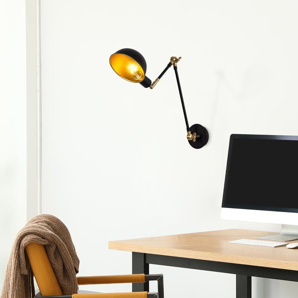 Juodos spalvos/auksinės spalvos sieninė lempa ø 15 cm Sihen – Opviq lights-image-2