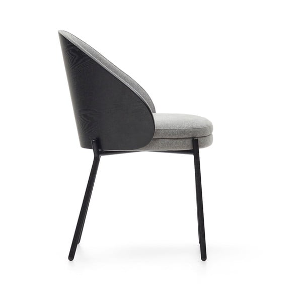 Juodos spalvos/pilkos spalvos iš audinio valgomojo kėdė Eamy – Kave Home-image-3