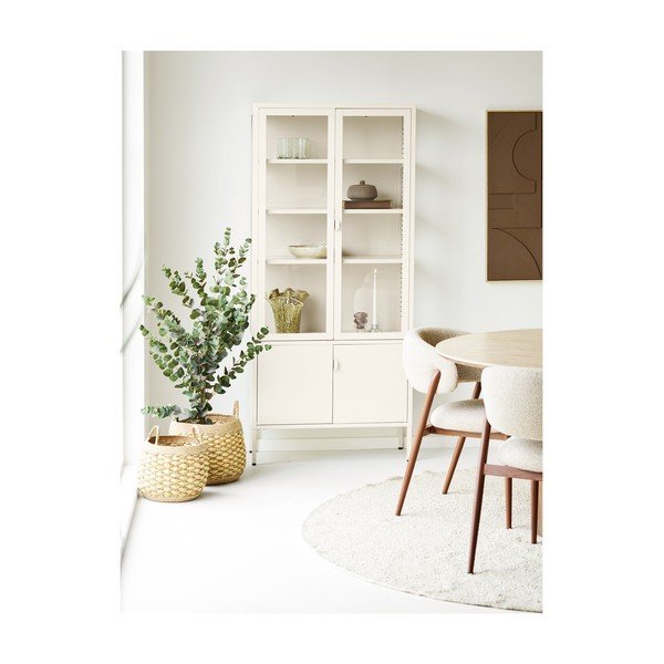 Kreminės spalvos iš plieno vitrina 80x180x35 cm Brisbane – House Nordic-image-1