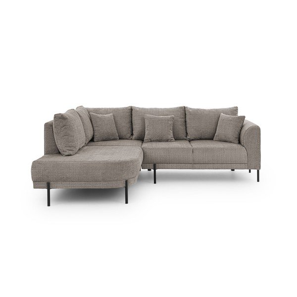 Taupe spalvos kampinė sofa iš šenilinio audinio (su kairiuoju kampu/„L“ formos) Mauris  – Ropez