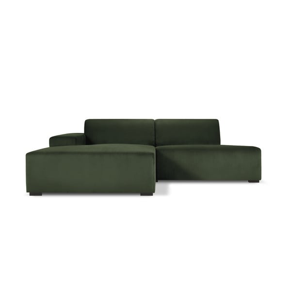 Žalia aksominė kampinė sofa Cosmopolitan Design Hobart, kampas kairėje