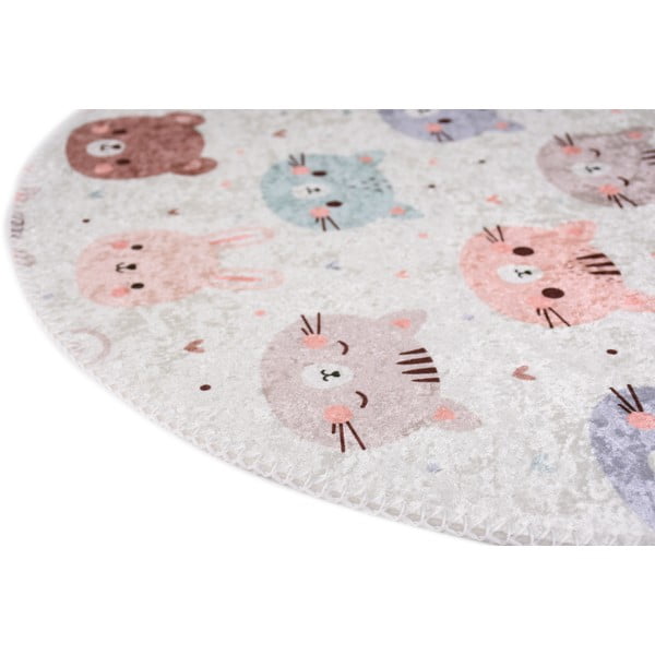 Skalbiamas dramblio kaulo spalvos vaikiškas kilimas ø120 cm Cute Animals – Vitaus-image-2