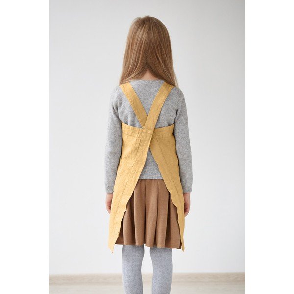 Vaikiška geltona lininė prijuostė Linen Tales Pinafore, 72 x 45 cm-image-1