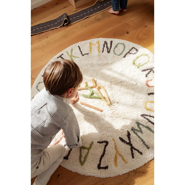 Kreminės spalvos iš medvilnės vaikiškas žaidimų kilimas ø120 cm ABC Color and Letters – Lorena Canals-image-1