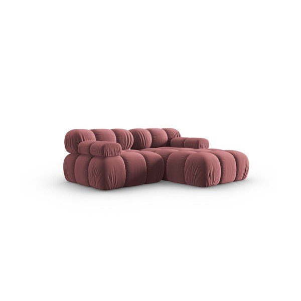 Kampinė sofa rožinės spalvos iš velveto (su dešiniuoju kampu) Bellis – Micadoni Home-image-3