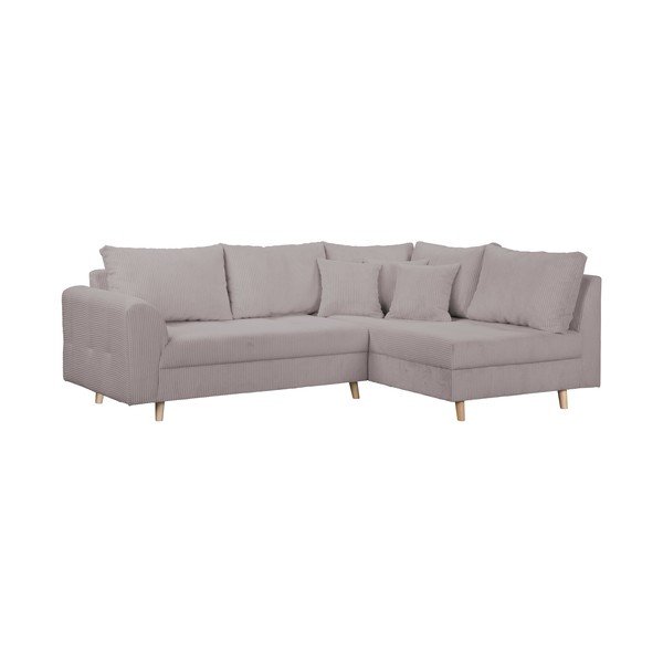 Kampinė sofa pilkos spalvos iš kordinio velveto (su dešiniuoju kampu) Ariella – Ropez-image-2