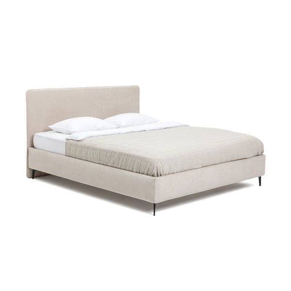 Smėlio spalvos minkšta dvigulė lova su čiužiniu ir grotelėmis 160x200 cm Noira Slim - Bonami Selection-image-3