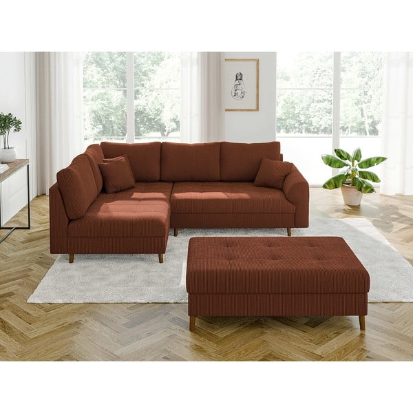 Raudonos plytų spalvos iš kordinio velveto taburetė Ariella – Ropez-image-3