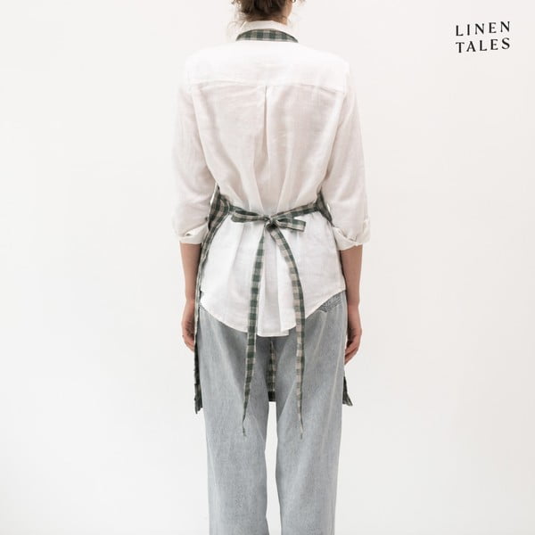 Iš lino prijuostė Forest Green Gingham – Linen Tales-image-1