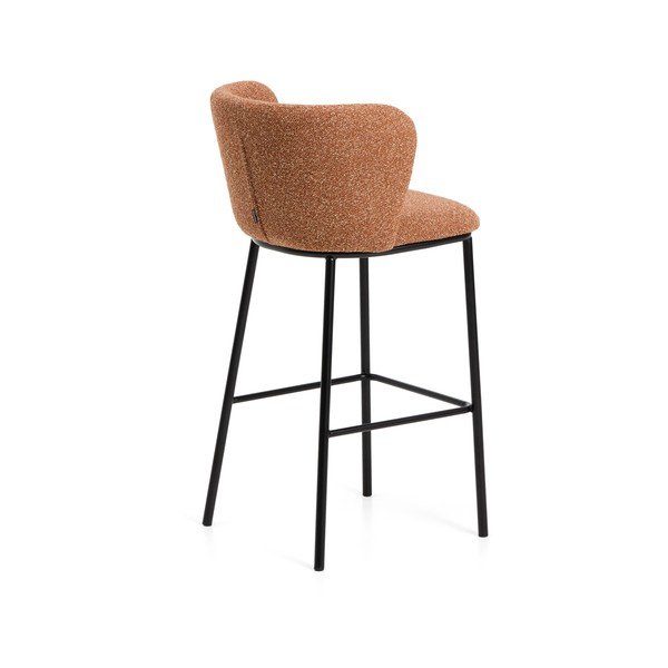Terakotos spalvos iš audinio baro taburetė (sėdynės aukštis 75 cm) Ciselia – Kave Home-image-4
