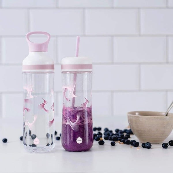 Purpurinės ir baltos spalvos gertuvė su dangteliu ir šiaudeliu Equa Flow Wave 2in1, 800 ml-image-1