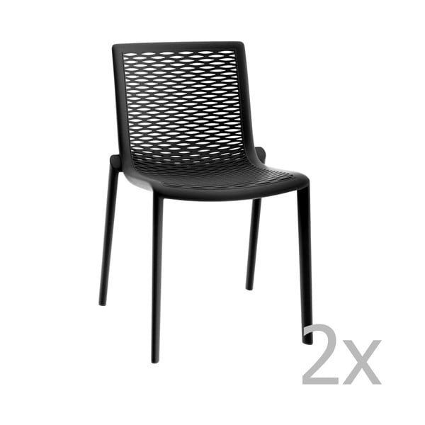 2 juodų sodo valgomojo kėdžių rinkinys "Resol Net-Kat
