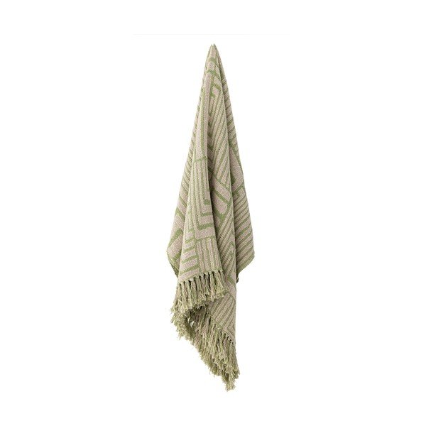 Žalios spalvos iš medvilnės mišinio antklodė ir pledas 130x155 cm Velva – Bloomingville-image-4