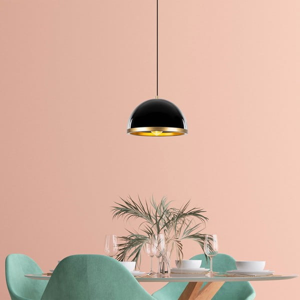Kabantis šviestuvas juodos spalvos/auksinės spalvos ø 30 cm su metaliniu gaubtu Ferenci – Opviq lights-image-3