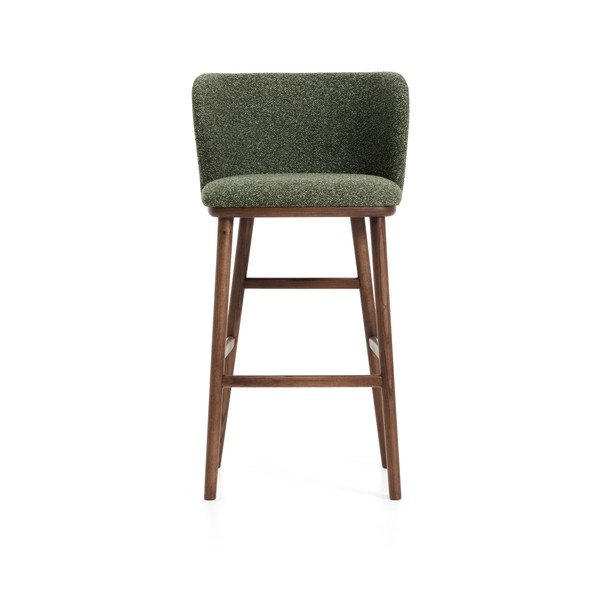 Tamsiai žalios spalvos iš audinio baro taburetė (sėdynės aukštis 75 cm) Ciselia – Kave Home-image-3