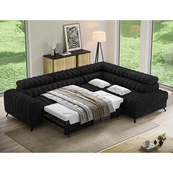 Tamsiai pilkos spalvos kampinė sofa iš velveto (su dešiniuoju kampu/„L“ formos) Kanedo – ELTAP-image-3