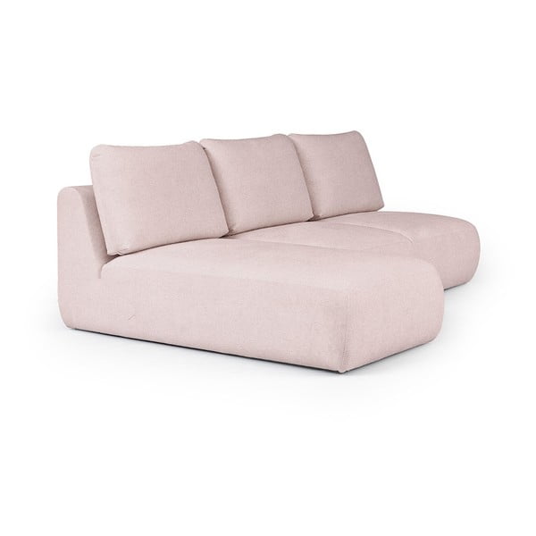 Šviesiai rožinės spalvos iš boucle kampinė sofa (su kairiuoju kampu/su gultu) Mirel – Rodier-image-2