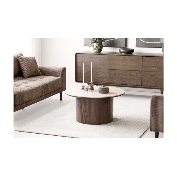 Tamsiai rudos spalvos šoninė spintelė iš ąžuolo 180x75x45 cm Darwin – House Nordic-image-4