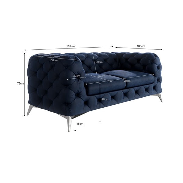 Tamsiai mėlynos spalvos iš velveto sofa 185 cm Chelsea – Ropez-image-3