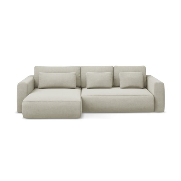 Smėlio spalvos sulankstoma/su sandėliavimo vieta kampinė sofa (su kairiuoju kampu/su gultu) Kapua – Makamii