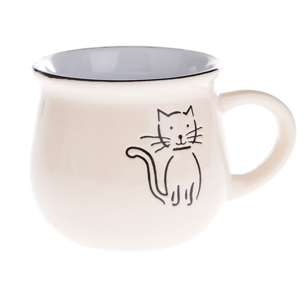 Smėlio spalvos keraminis puodelis su katės Dakls nuotrauka, 0,3 l talpos