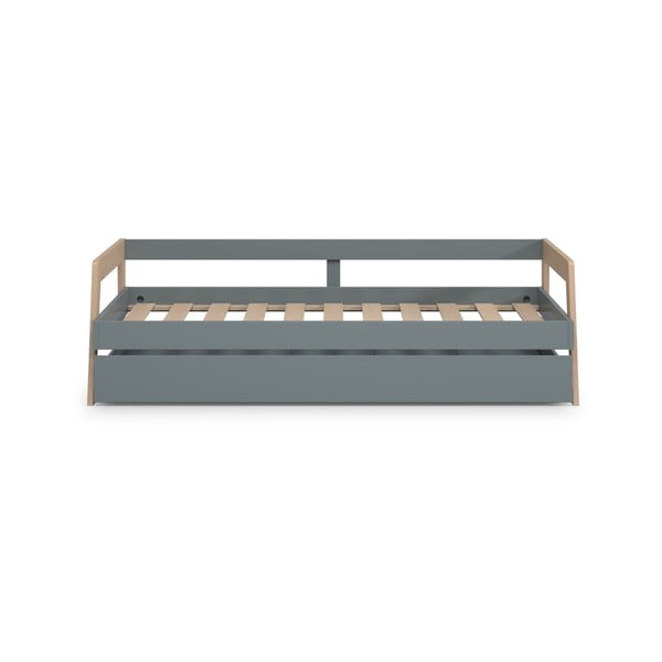 Žalia/natūralios pušies medienos vaikiška lova su ištraukiama lova ir daiktadėže 90x200 cm Carrie - Marckeric