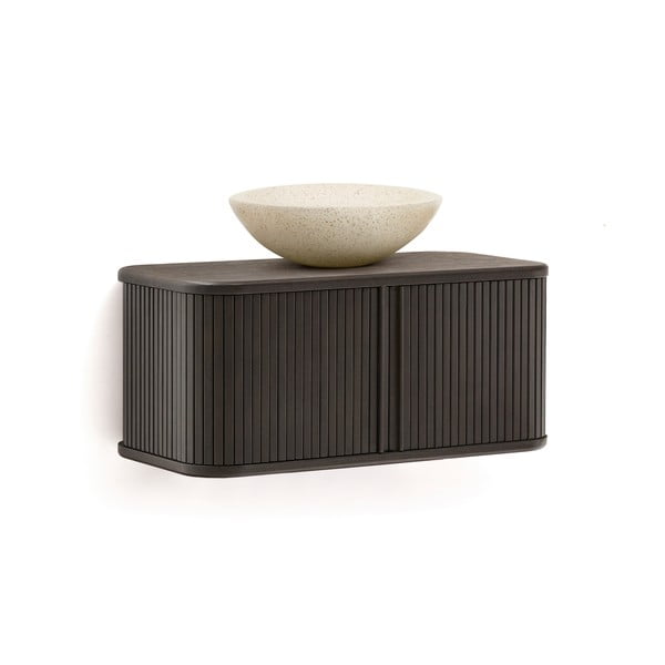 Tamsiai rudos spalvos pakabinama spintelė po kriaukle iš uosio 90x40 cm Mailen – Kave Home-image-3