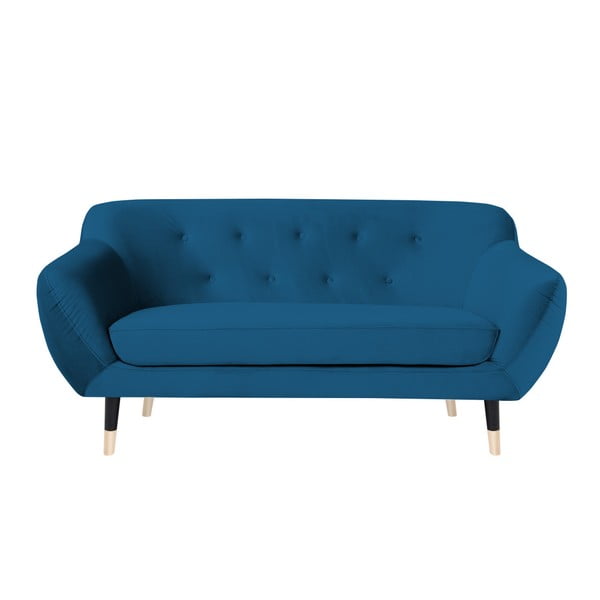 Mėlyna sofa su juodomis kojomis Mazzini Sofas Amelie, 158 cm