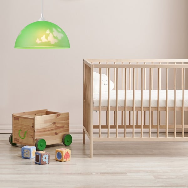 Vaikiškas šviestuvas žalios spalvos ø 30 cm su stiklo gaubtu Mariposa – LAMKUR-image-1