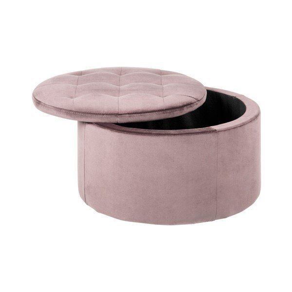 Rožinio aksomo pufas Actona Retina, ⌀ 60 cm-image-1