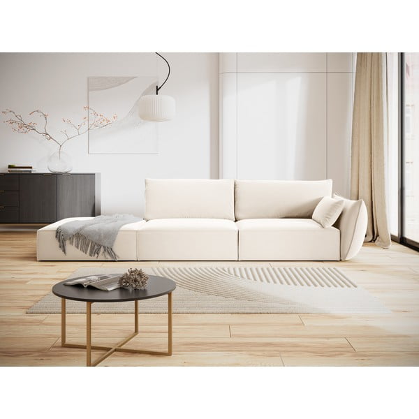 Smėlio spalvos iš velveto sofa su dešiniuoju kampu 264 cm Vanda – Mazzini Sofas-image-1