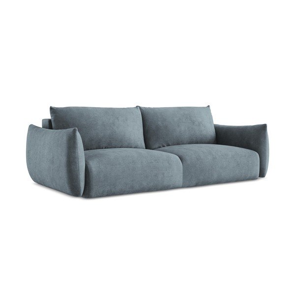 Mėlynos spalvos iš šenilinio audinio sulankstoma sofa 230 cm Leila – Makamii-image-3