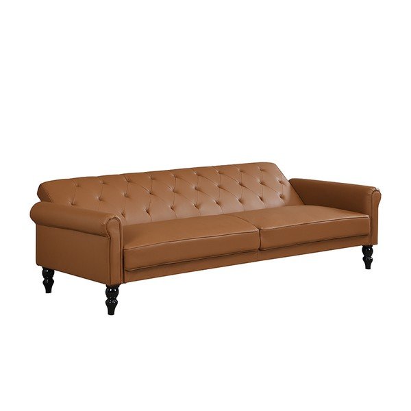 Konjako rudos spalvos reguliuojama/sulankstoma sofa iš dirbtinės odos 222 cm Tyne – Støraa-image-3