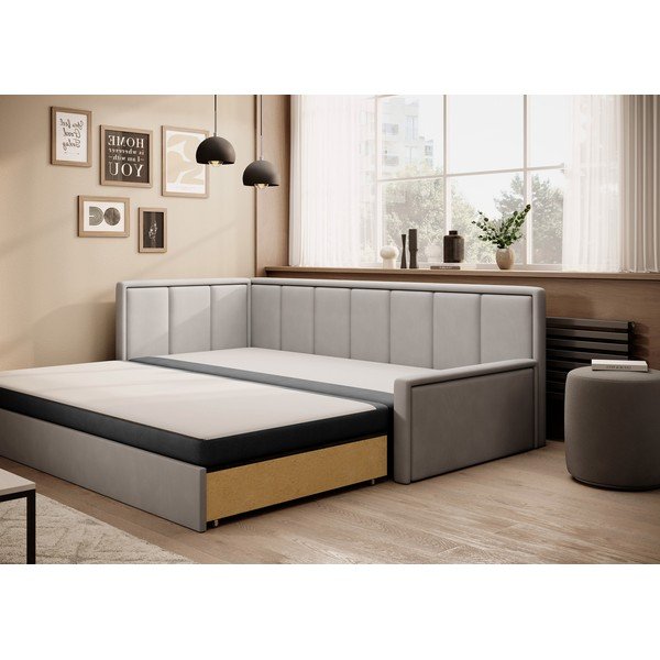 Pilkos spalvos iš šenilinio audinio sulankstoma/su sandėliavimo vieta sofa 214 cm Fulgeo – ELTAP-image-3