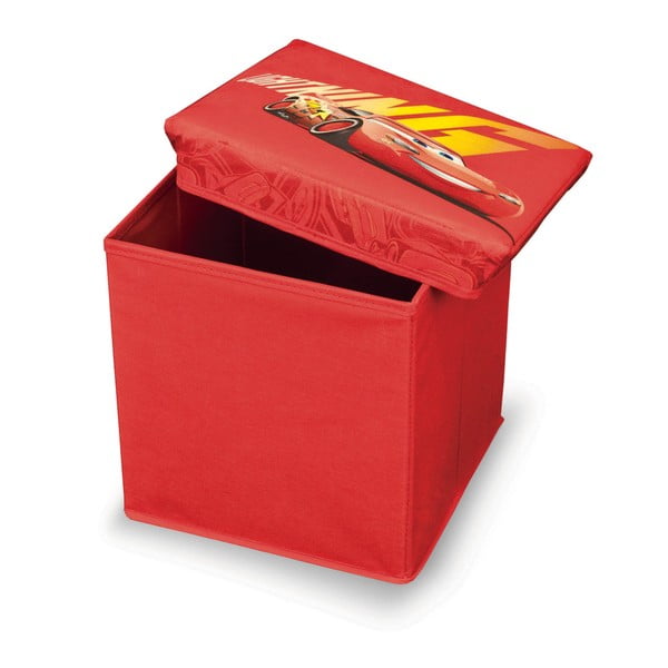 Raudona taburetė-daiktadėžė žaislams Domopak Cars, 30 cm ilgio