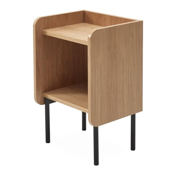 Natūralios spalvos ąžuolo dekoro naktinis staliukas su lentynomis Wrap - Bonami Selection-image-2