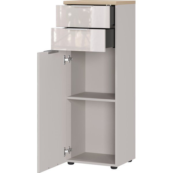 Kreminės spalvos blizgus aukšta/siaura vonios daiktadėžė 39x112 cm Tavira – Germania-image-3