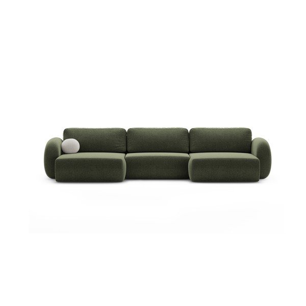 Žalios spalvos iš šenilinio audinio sulankstoma/su sandėliavimo vieta kampinė sofa („U“ formos) Tonale – Cosmopolitan Design