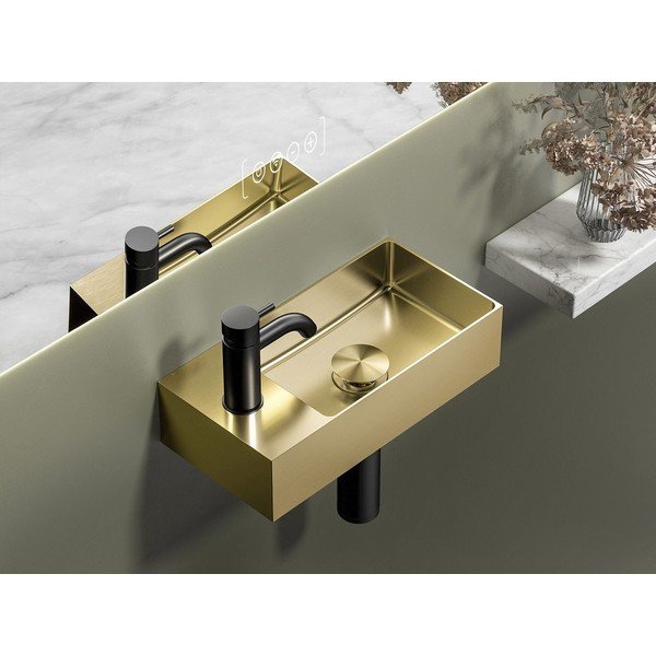 Iš nerūdijančio plieno maža kriauklė auksinės spalvos 36,5x18 cm Aurum – Sapho-image-1
