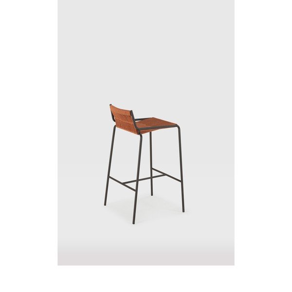 Terakotos spalvos iš metalo baro taburetė (sėdynės aukštis 65 cm) Emily – Marckeric-image-1