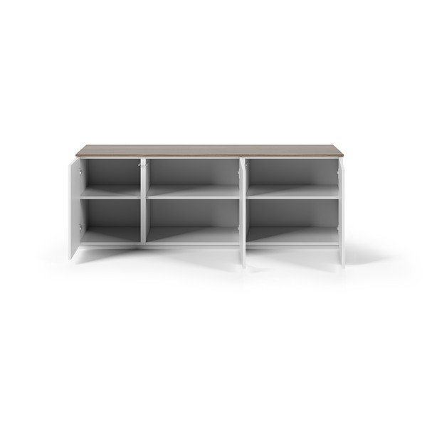 Baltos spalvos komoda su durelėmis ir riešutmedžio stalviršiu, 160 x 57 cm Join - TemaHome-image-3
