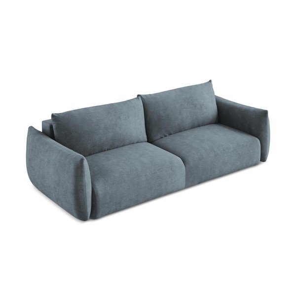 Mėlynos spalvos iš šenilinio audinio sulankstoma sofa 230 cm Leila – Makamii-image-4